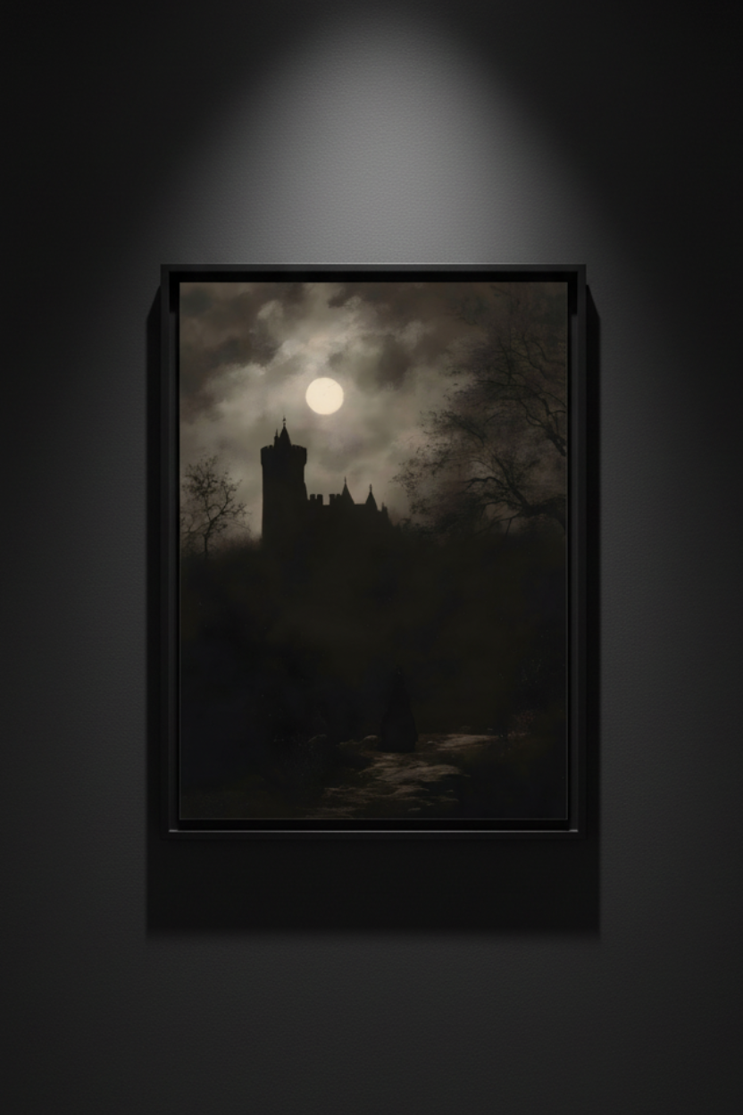 Midnight at Blackwood Castle | Gothic Landscape Fine Art Paper Print artwork image