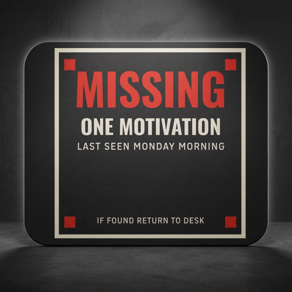 Missing Motivation Mouse Pad – Funny Office Desk Decor