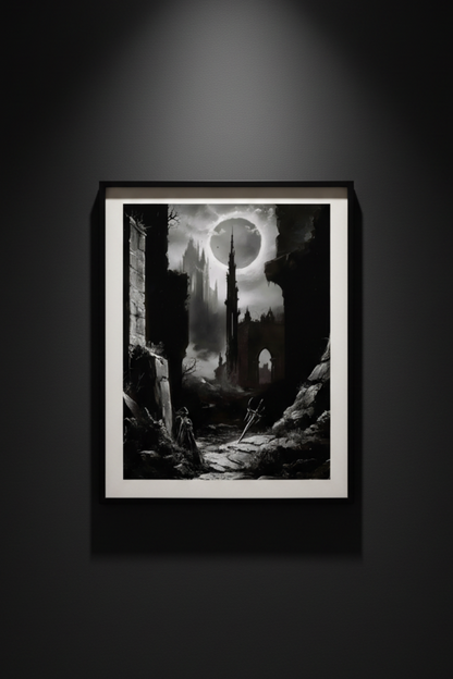 Moonfall Sentinel gothic fantasy warrior fine art artwork