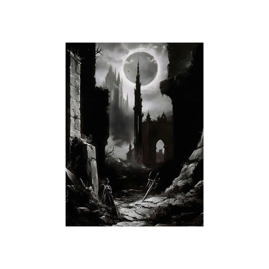 Moonfall Sentinel gothic fantasy warrior fine art poster