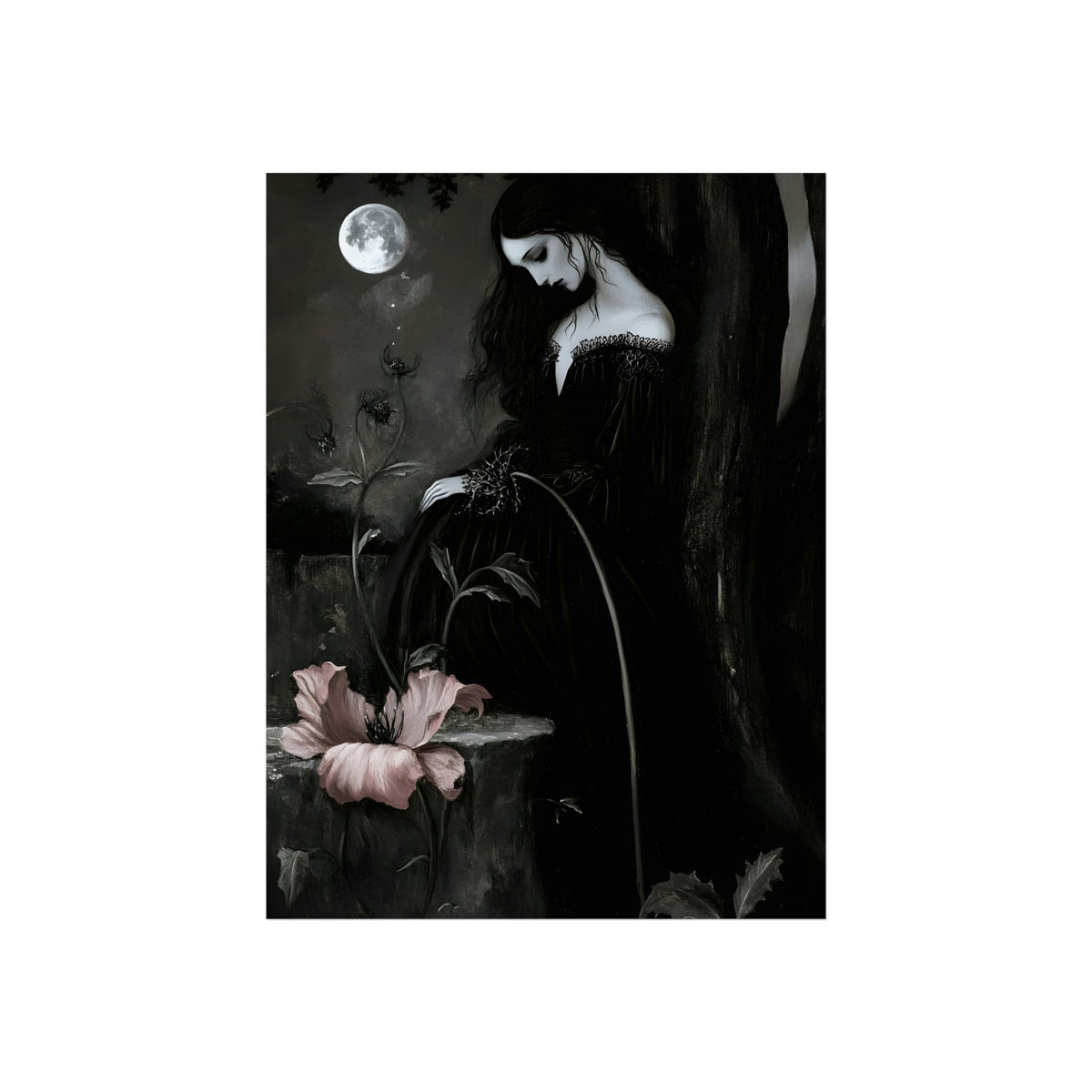 Moonlit Mourning | Gothic Portrait Fine Art Paper Print artwork