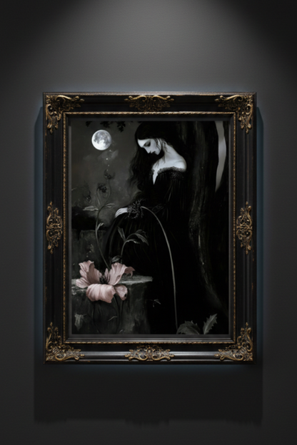Moonlit Mourning | Gothic Portrait Fine Art Paper Print artwork image