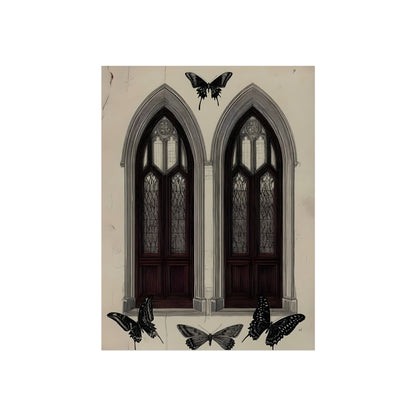 Moths at the Window | Gothic Architecture Fine Art Paper Print artwork