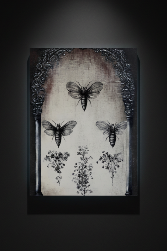 Moths Beneath the Ornate Arch, art print