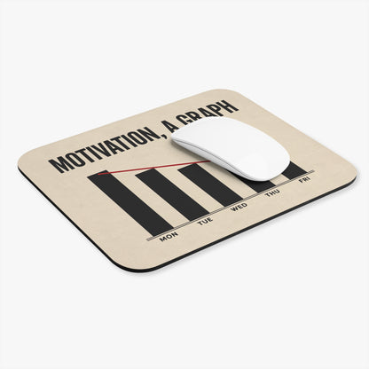 Motivation graph mouse pad at an angle with a white computer mouse