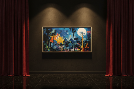 Neon Fever Dreams framed canvas wall art mockup