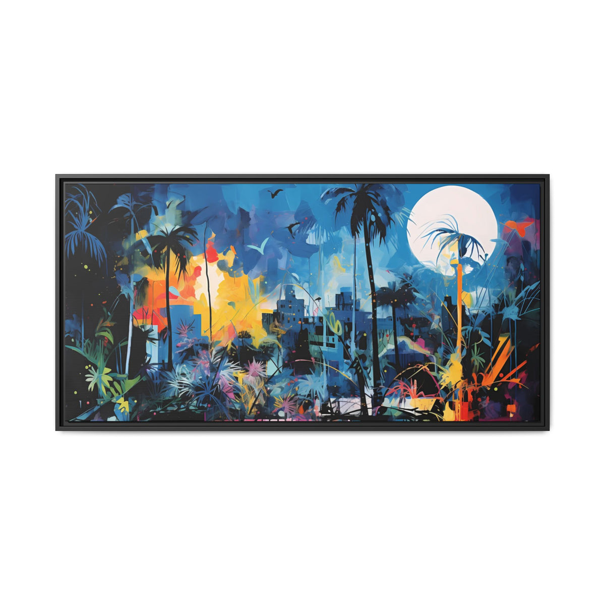 Neon Fever Dreams framed canvas wall art mockup 3