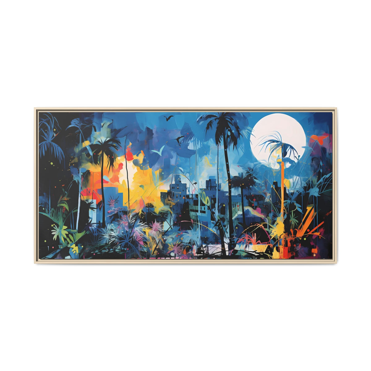 Neon Fever Dreams framed canvas wall art mockup 14