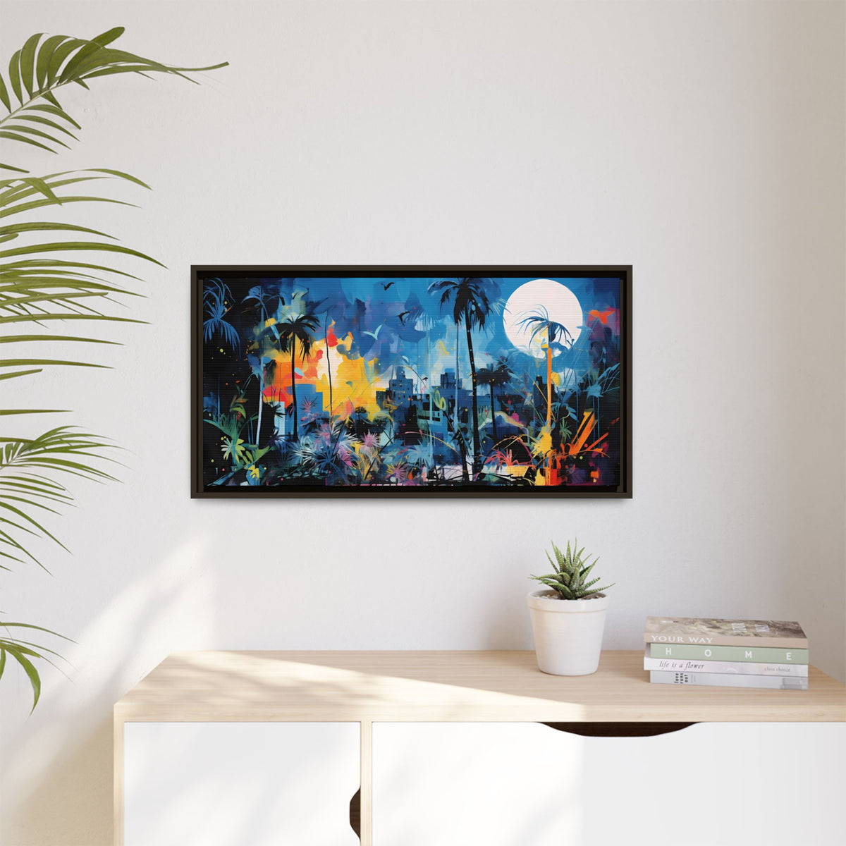 Neon Fever Dreams framed canvas wall art mockup 16