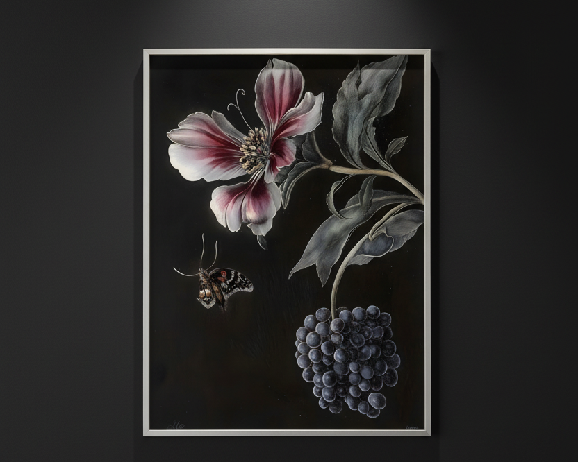 Night Garden Berries, art print
