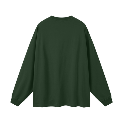 Oversized Unisex Long Sleeve T-Shirt in blackish green, alternate angle