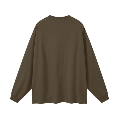 Oversized Unisex Long Sleeve T-Shirt in brown, alternate angle