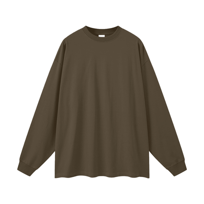 Oversized Unisex Long Sleeve T-Shirt in brown