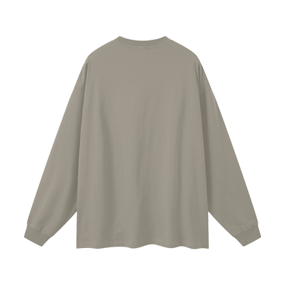Oversized Unisex Long Sleeve T-Shirt in gray camel, alternate angle