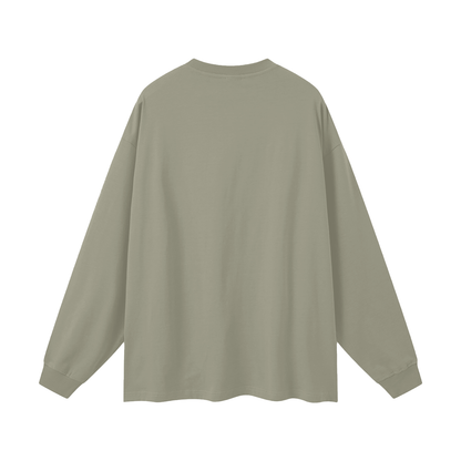 Oversized Unisex Long Sleeve T-Shirt in gray green, alternate angle