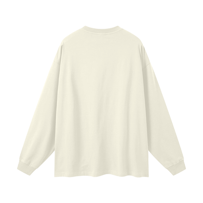 Oversized Unisex Long Sleeve T-Shirt in milk tea, alternate angle