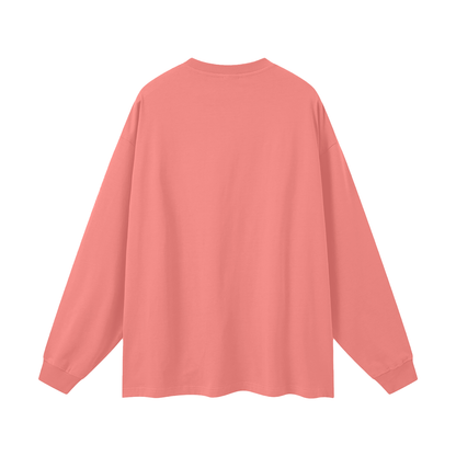Oversized Unisex Long Sleeve T-Shirt in watermelon red, alternate angle