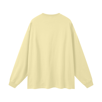 Oversized Unisex Long Sleeve T-Shirt in yellow, alternate angle