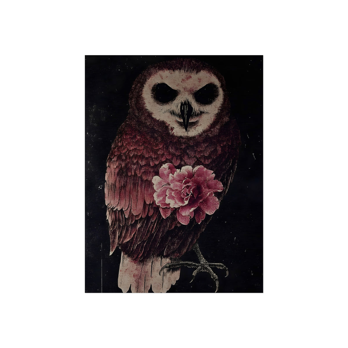 Owl with a Pink Bloom, art print, view 3