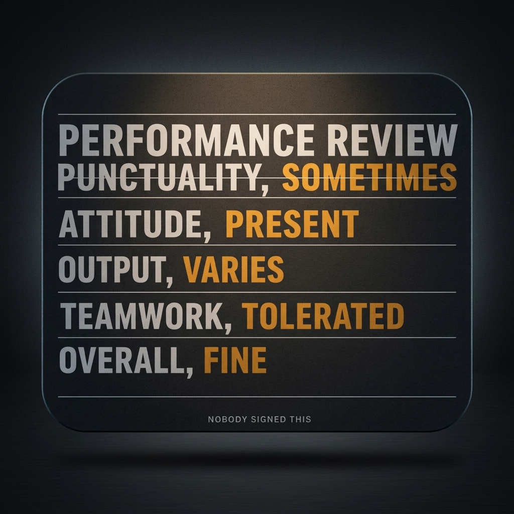 Funny Performance Review Mouse Pad – Sarcastic Office Desk Decor