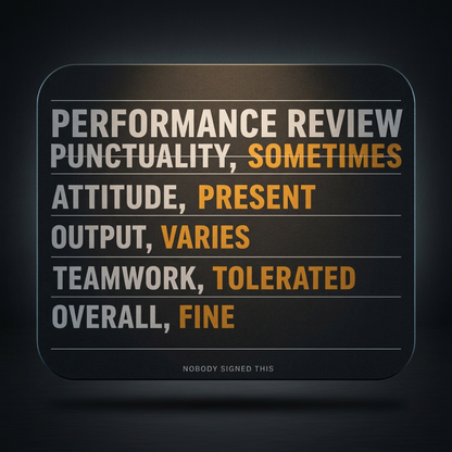Funny Performance Review Mouse Pad – Sarcastic Office Desk Decor