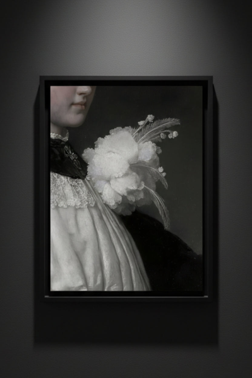 Portrait with Wildflowers vintage portrait fine art paper print artwork