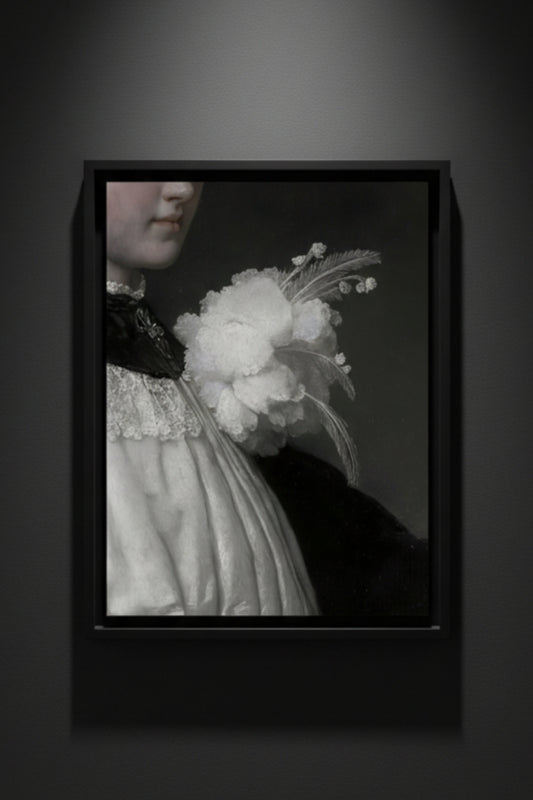 Portrait with Wildflowers vintage portrait fine art paper print artwork