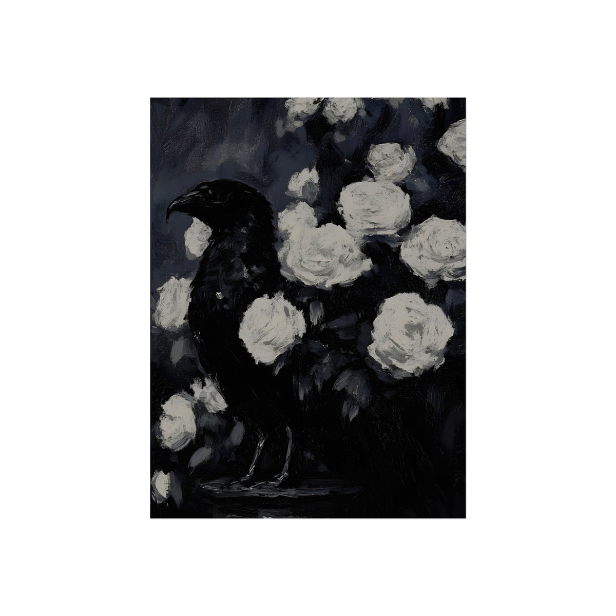 Raven Among White Roses, art print, view 2