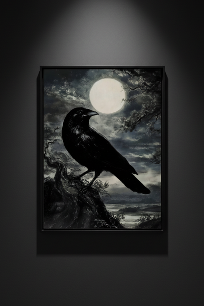 Raven Under Moon, art print