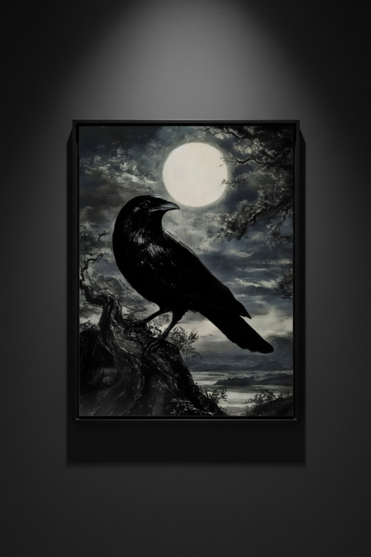 Raven Under Moon, art print
