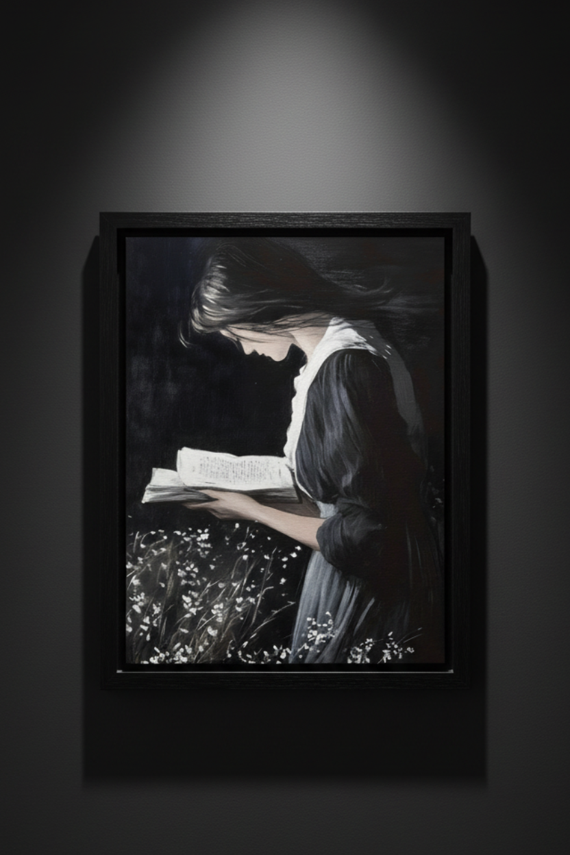 Reading Among Wildflowers, art print