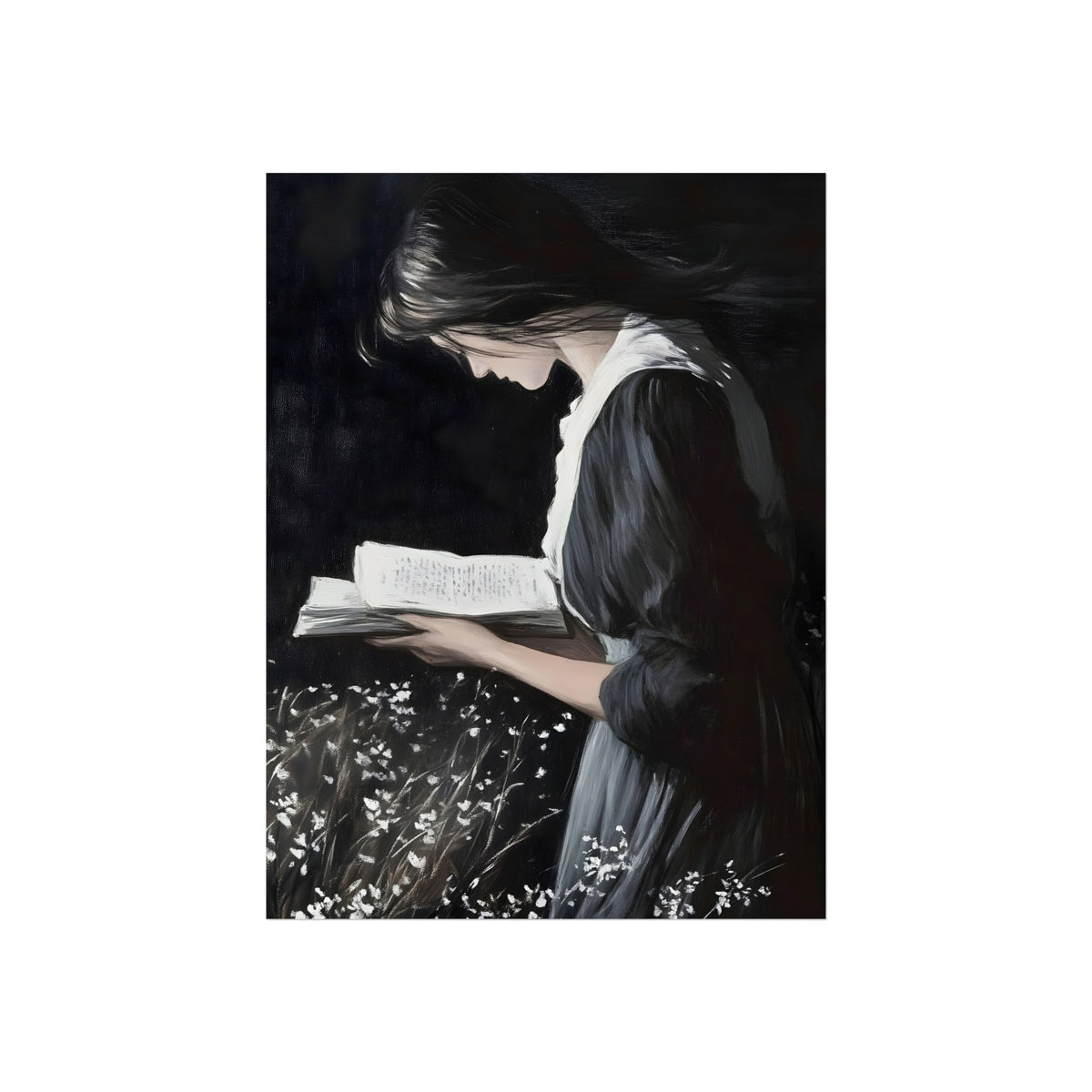 Reading Among Wildflowers, art print, view 2