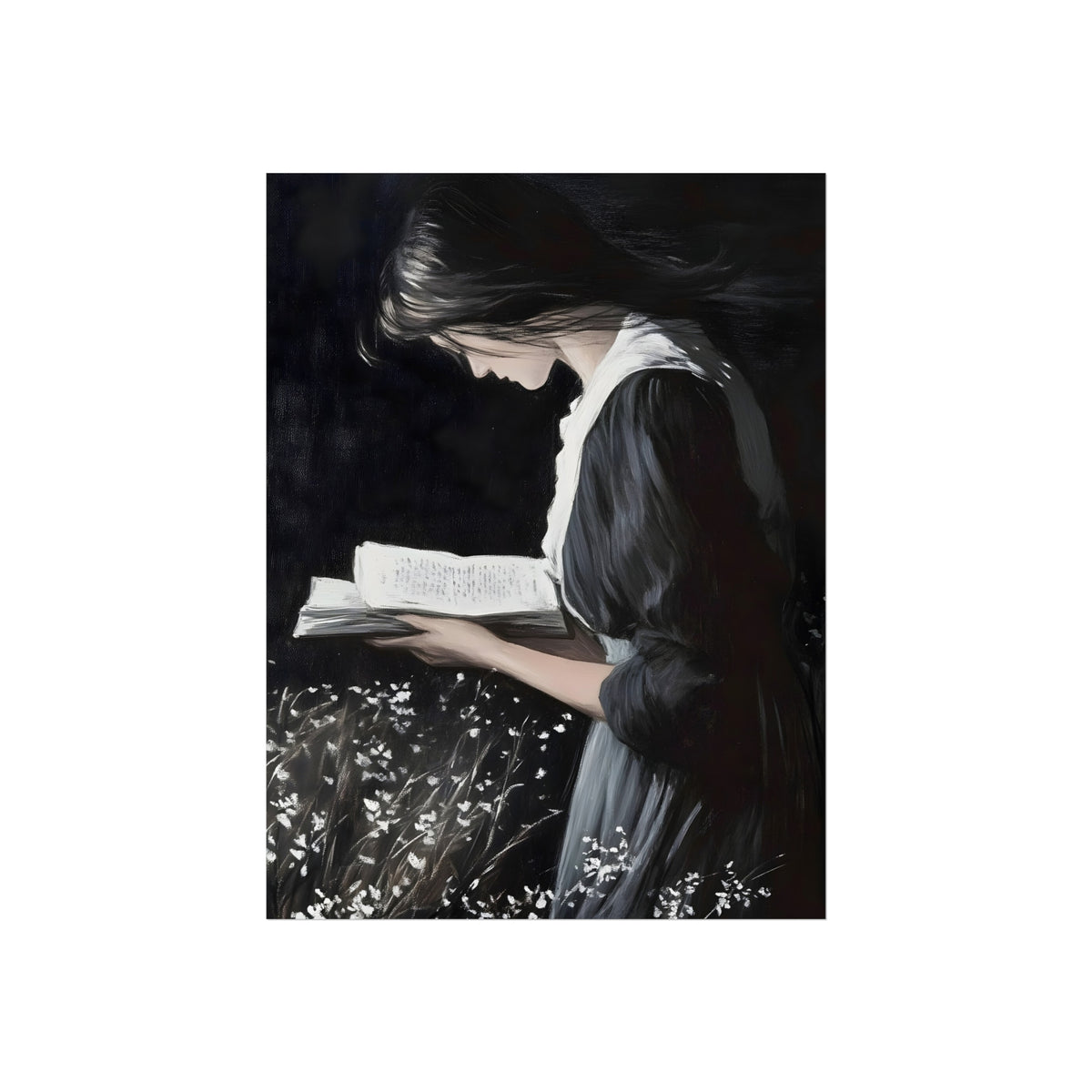Reading Among Wildflowers, art print, view 4