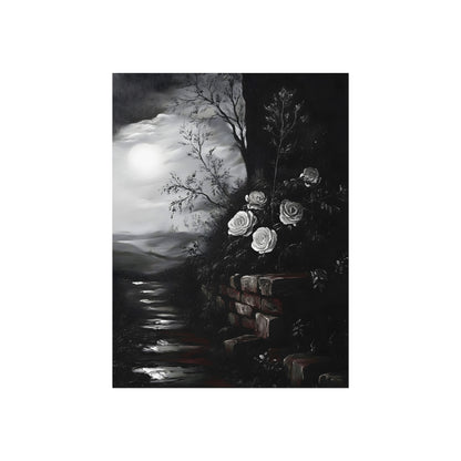 Roses Beneath the Moon | Gothic Botanical Fine Art Paper Print artwork