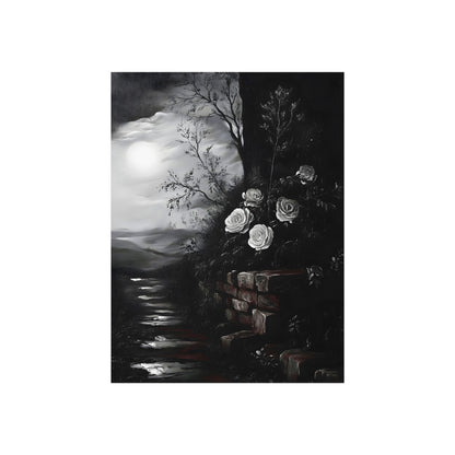 Roses Beneath the Moon | Gothic Botanical Fine Art Paper Print fine art paper print mockup
