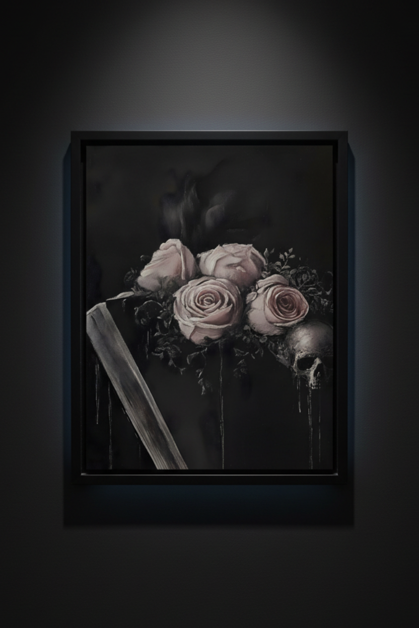 Roses, Steel and Bone, art print