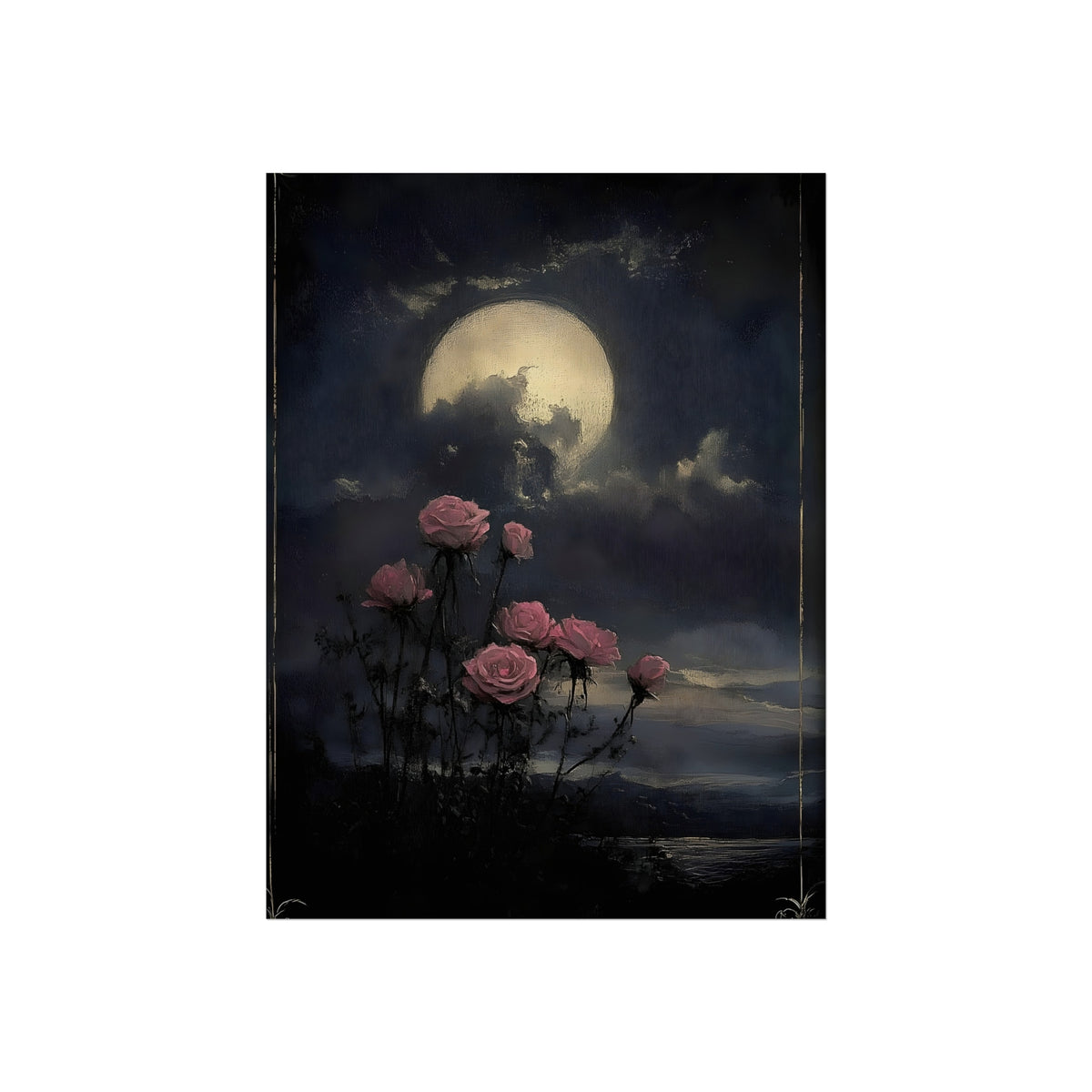 Roses Under the Full Moon, art print, view 2
