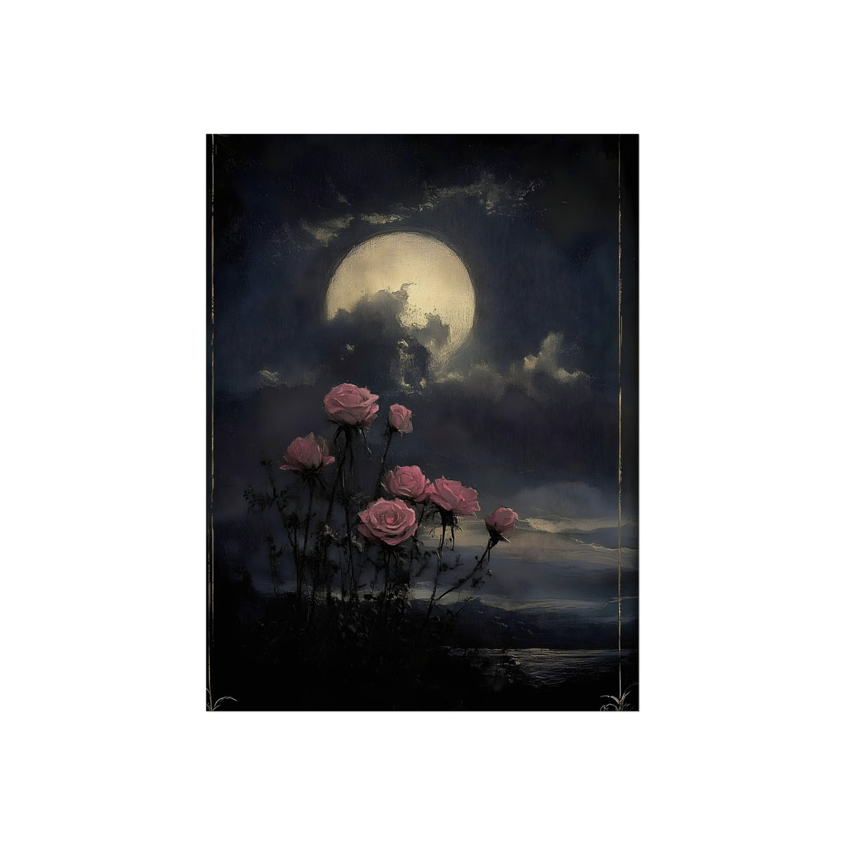 Roses Under the Full Moon, art print, view 4