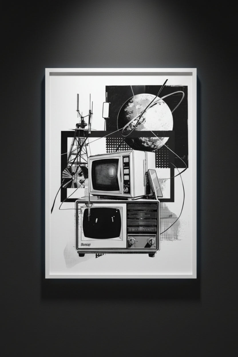 Signals from the Dark | Gothic Collage Fine Art Paper Print artwork