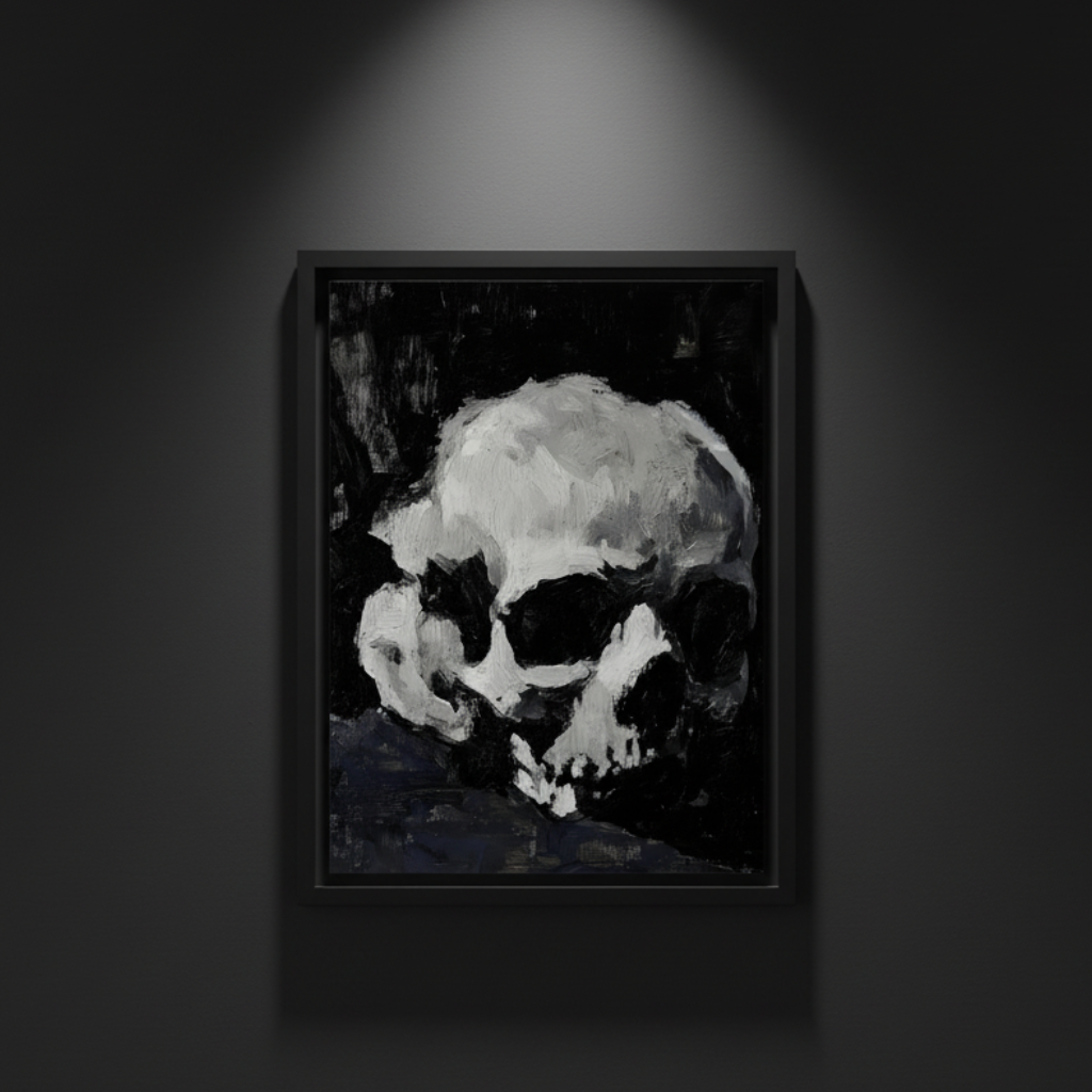 Skull in Heavy Brush, art print