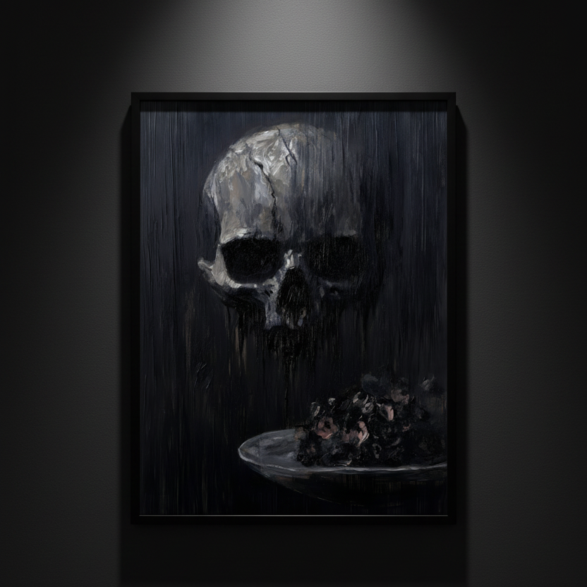 Skull in the Rain, art print
