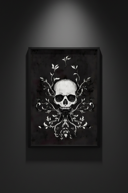 Skull in the White Vines, art print