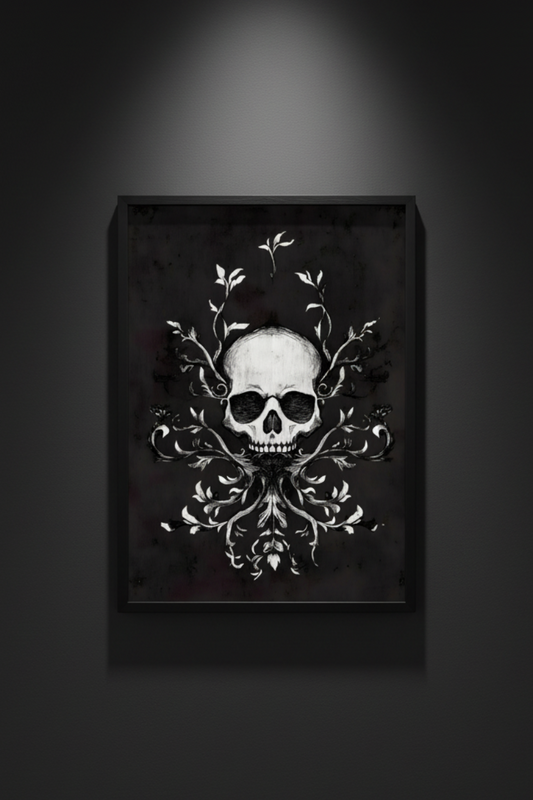 Skull in the White Vines, art print