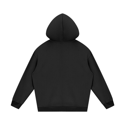 Streetwear Unisex Fleece Hoodie in black, alternate angle