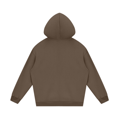 Streetwear Unisex Fleece Hoodie in dark brown, alternate angle