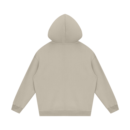 Streetwear Unisex Fleece Hoodie in gray apricot, alternate angle