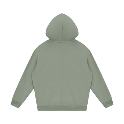 Streetwear Unisex Fleece Hoodie in grayish green, alternate angle