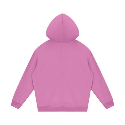 Streetwear Unisex Fleece Hoodie in rose pink, alternate angle