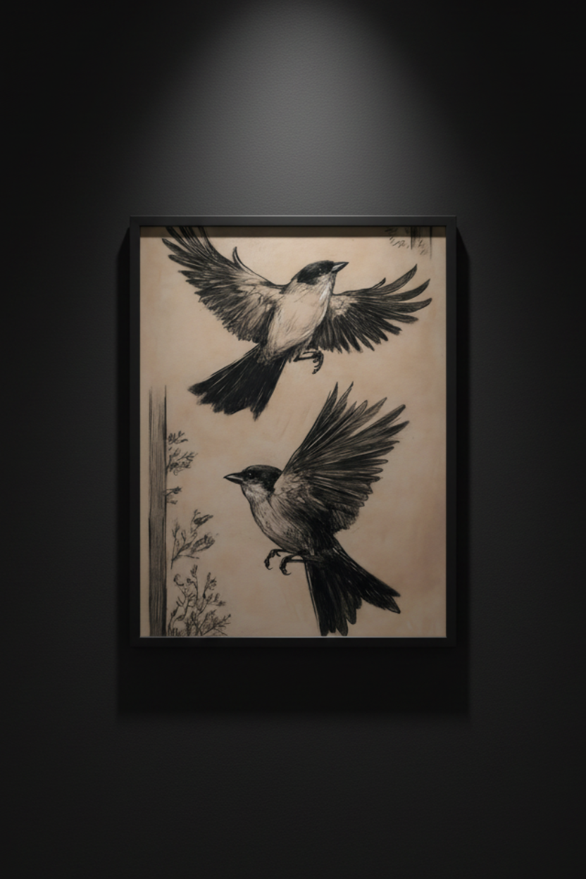 Studies in Flight vintage bird sketch fine art artwork