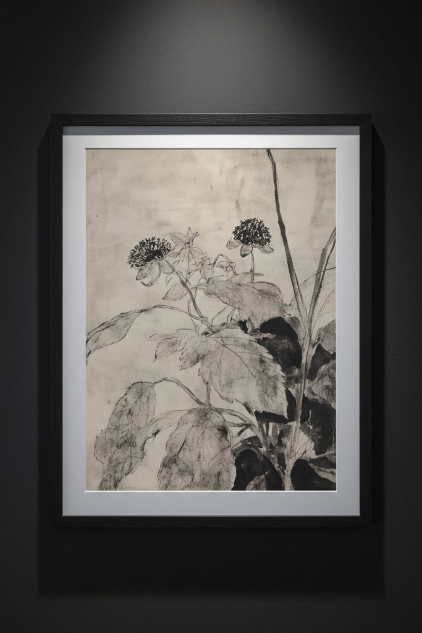 Sunflowers in Ink, art print